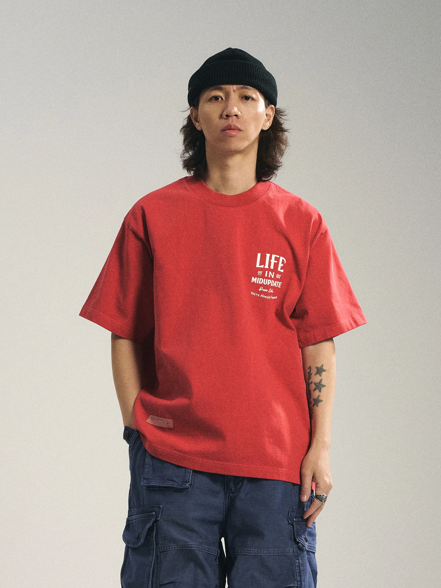 

Loose Casual Retro American Color Blo Printed Letter ort Sve T-irt Midupdate Spring 2026 Breathable Cotton round Ne