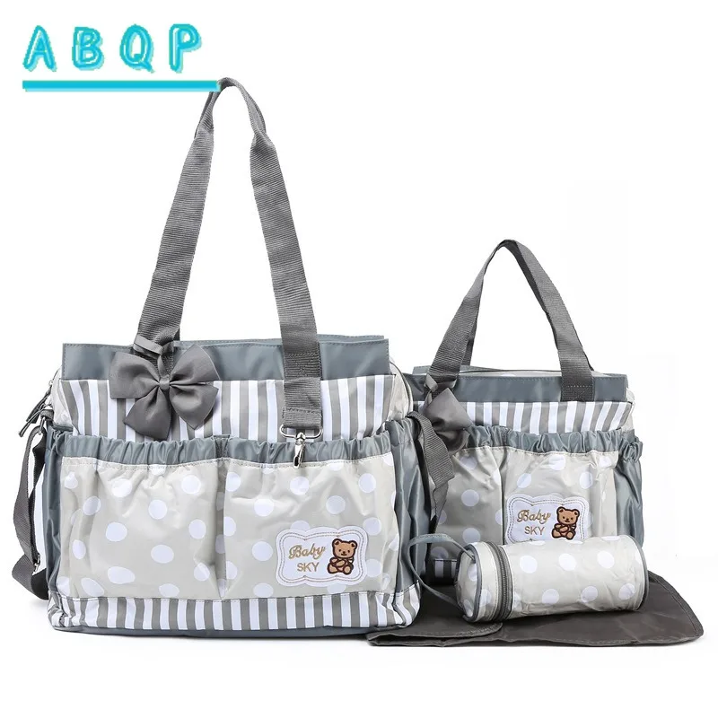 New Diaper Bag Handbag Cartoon Baby Diaper Bag 4-piece Set Multi-functional Large Capacity Fashionable Baby Outing Storage Bag