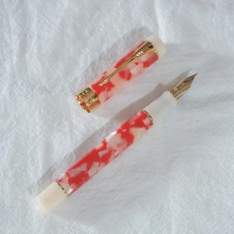 hot-jinhao-gift-pure-white-realm-custom-fountain-pen-hand-polished-fine-iridium-gold-ef-038mm-nib-ink-pen-school-office-station