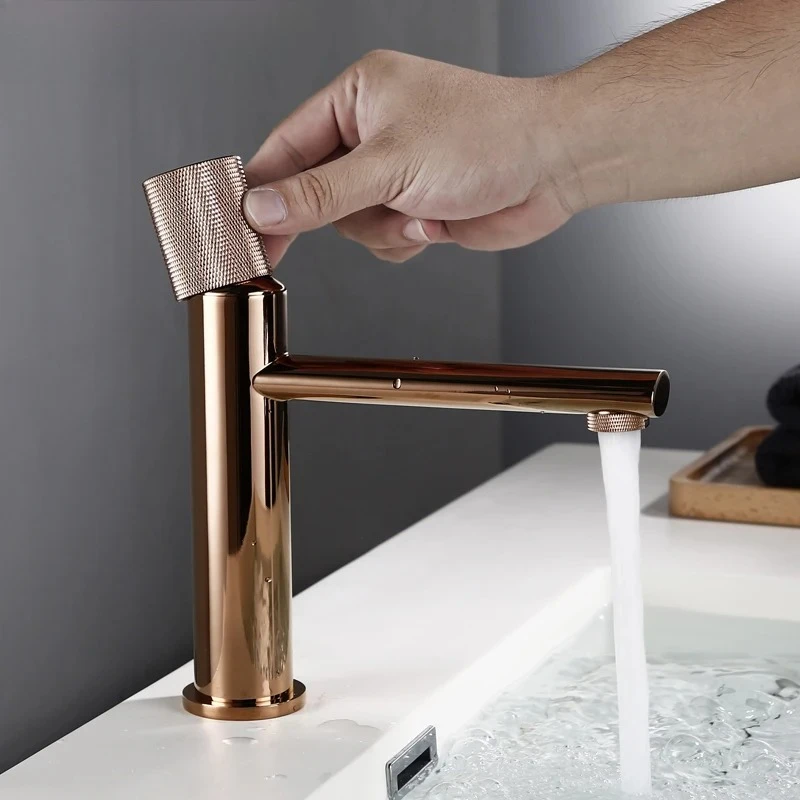 100% Brass Single Handle Cold And Hot Water Mixer Brushed Gold Rose Tap Smesiteli Rose Gold Bathroom Basin Faucet