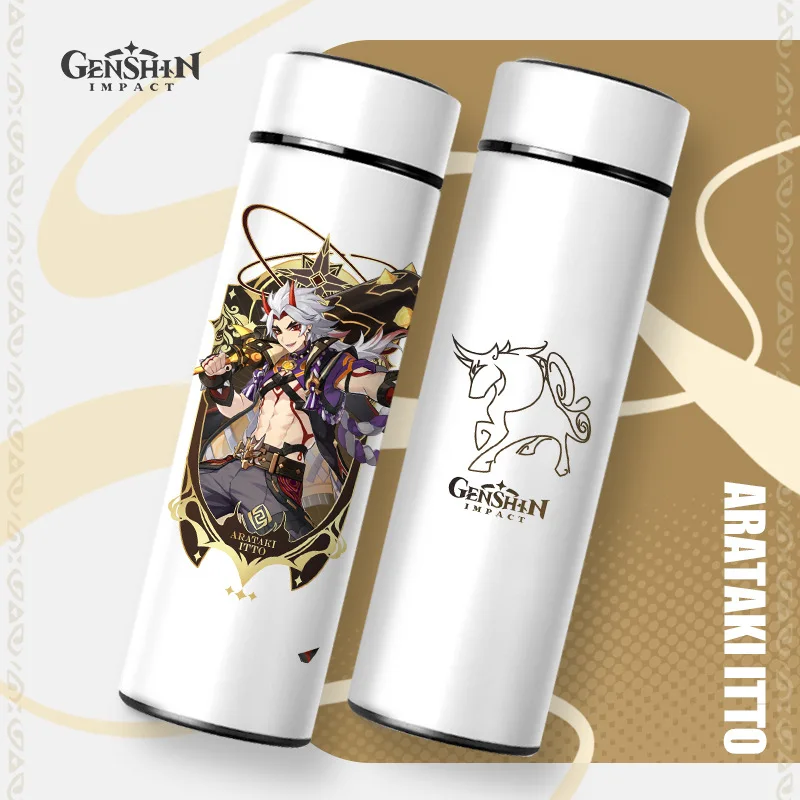 Genshin Impact Thermos bottiglie d\'acqua Beelzebul Klee bottiglie isolate Display della temperatura boccetta sottovuoto animazioni di regali Anime