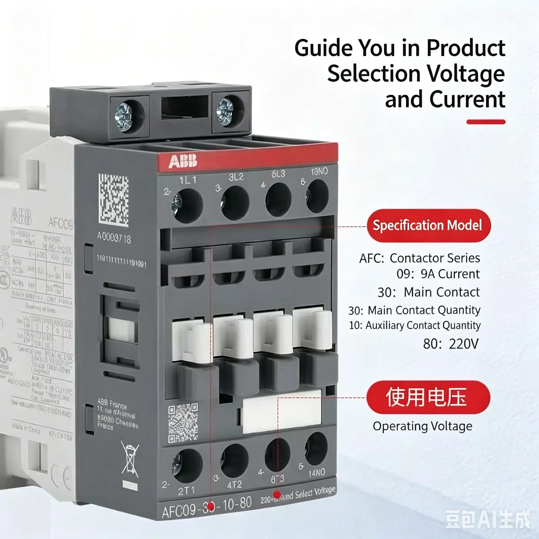 ABB AFC Series AC Contactors Various Sizes AFC09/12/16/25/26/30/38/40/52/65/80/96-30-10/01/11 for Electrical Control Systems