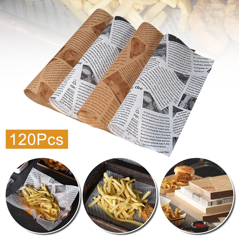 

120Pcs Oil paper Wrapping Paper for Bread Sandwich Burger Fries/Food-grade Plate Mats Waxed Paper Baking Tools Kitchen Gadgets