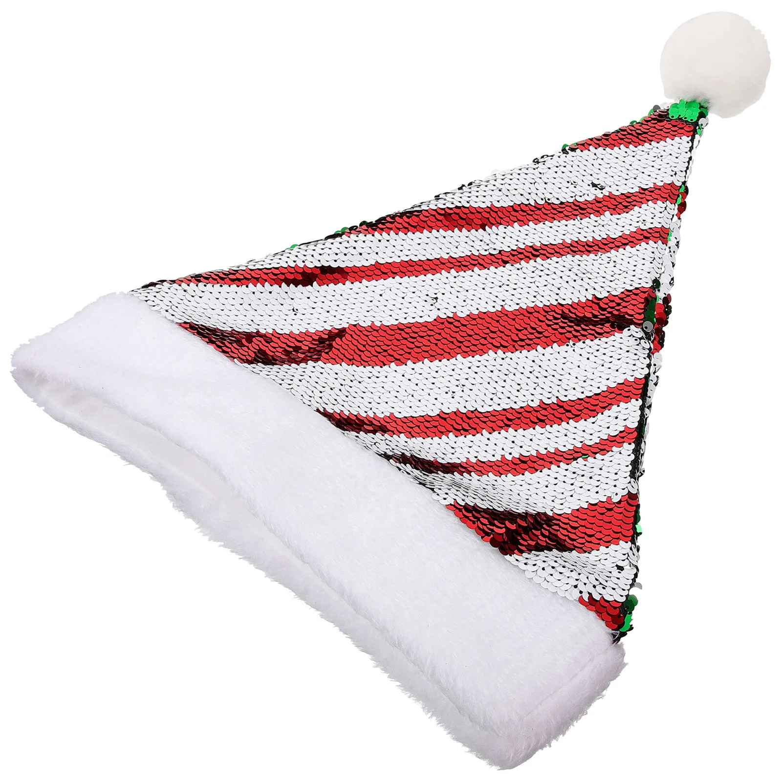 

Christmas Sequin Hat Adult Santa Hat with Glittering Striped Design for Holiday Party Carnival Performance Festive Headgear Xmas
