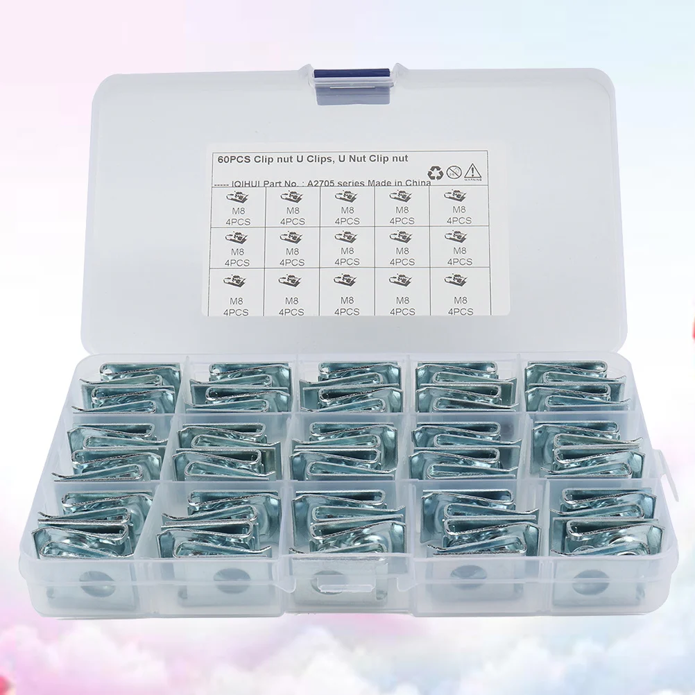 

60Pcs U Nut Fasteners M8 High Strength Spire U Clip for Panel Bumper Fixing Motorcycle Fairing Bodywork Manganese Steel