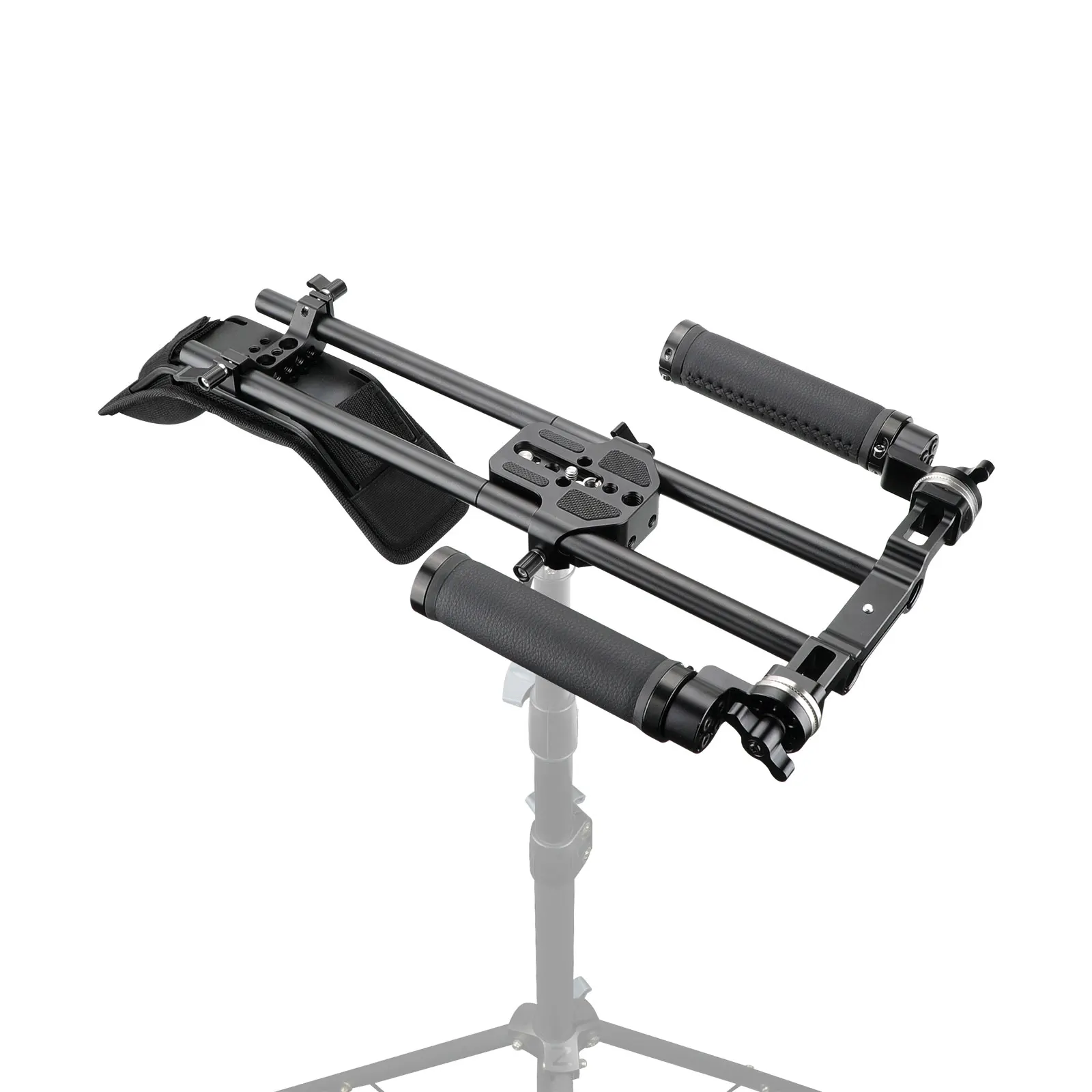 SZRIG Pro Shoulder Mount Rig With Adjustable ARRI Rosette Leather Handgrip Pair For Camcorders / HDSLR Cameras