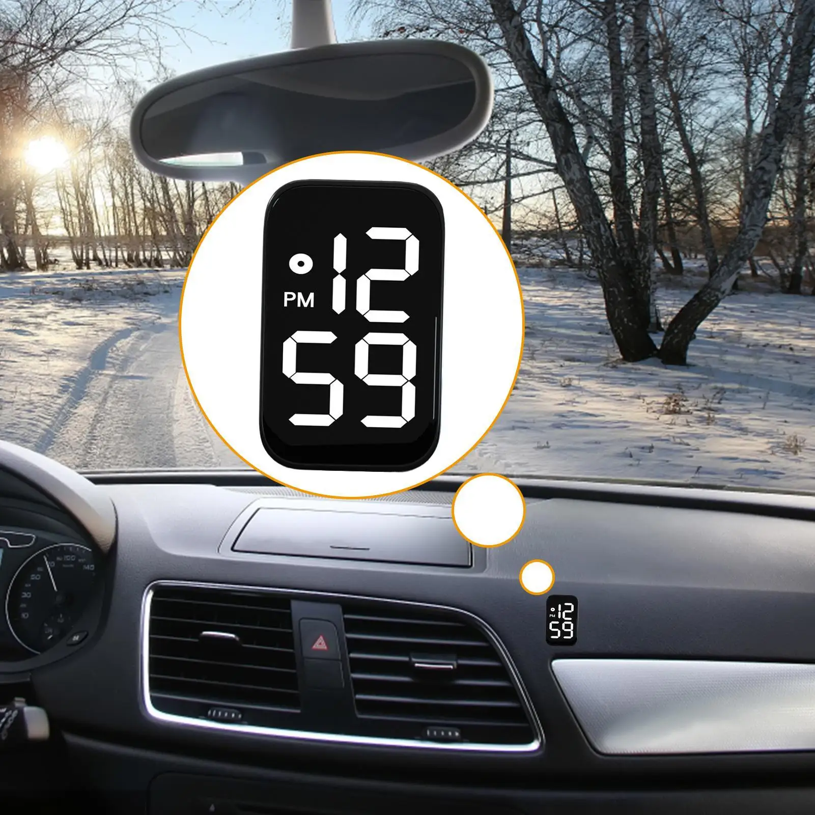 Car Clock LED Digital Display Waterproof Stick On Dashboard Vehicle Motorcycle Truck Boat Bike Desk Home Luminous Hour Meter