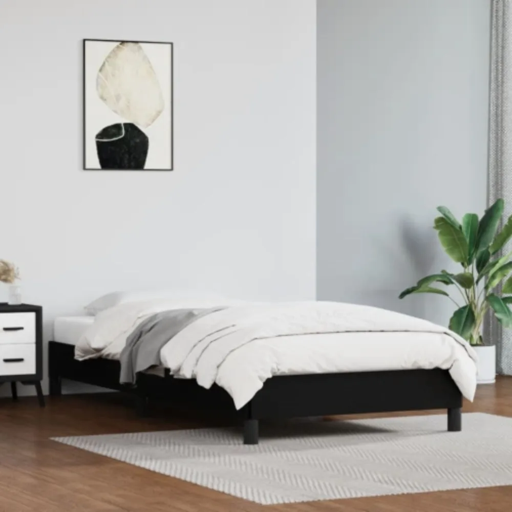 

Bed Frame Black 100x190 cm Twin Faux Leather