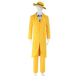 Game Carrey Cosplay Uniform Anime Costumes Mask Yellow Trench Hat Suit Halloween Carnival Party Jim Clown Outfits Mask for Men