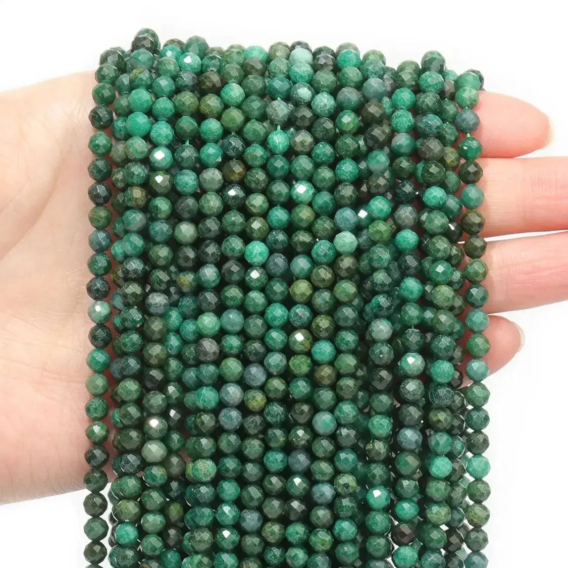 2 3 4mm Green Tiny Stone Beads Faceted African Emerald Turquoise Indian Agate Loose Spacer Bead Diy Bracelet Jewelry Making 15\'\'