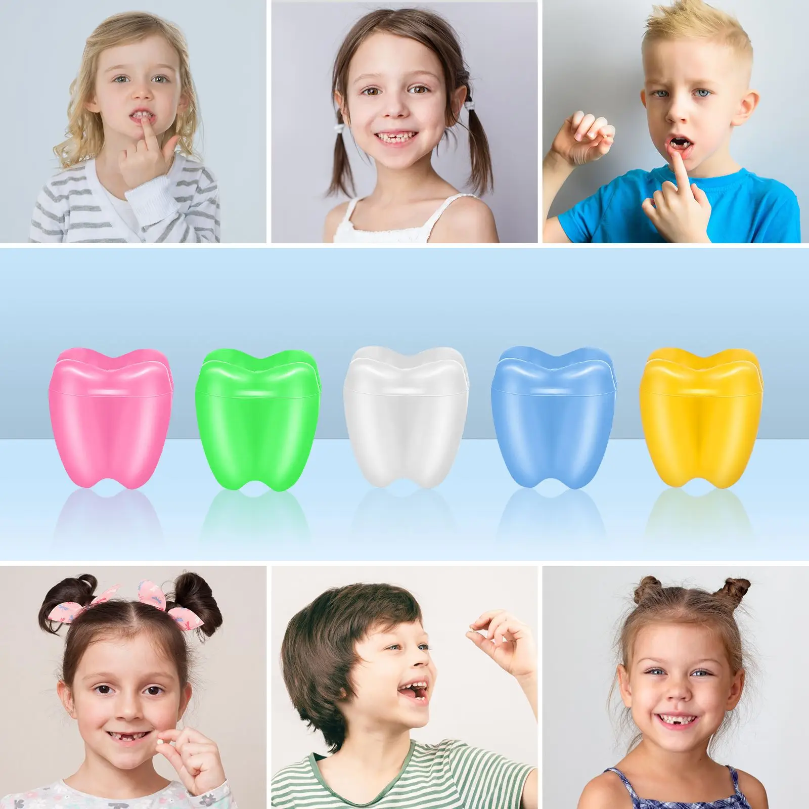 5pcs Baby Tooth Box Tooth Shape Kids Milk Teeth Storage Boxes Teeth Keepsake Holder Organizer Souvenirs Gift