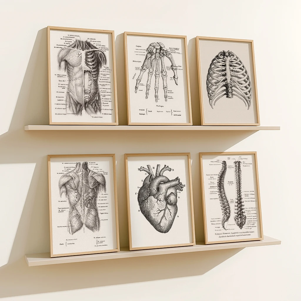Set mit 6 Anatomie-Leinwandbil – Badminton Poster Bewertung und Preis