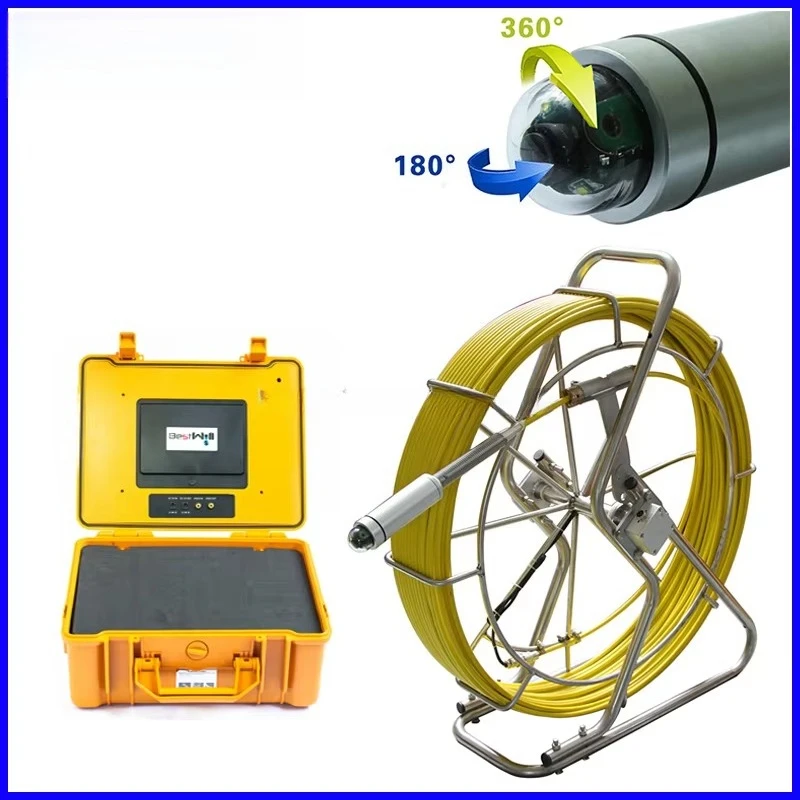 Sistema di telecamere per ispezione tubi impermeabili CR110-7YA con DVR, cavo in fibra di vetro da 60 m o 120 m opzionale