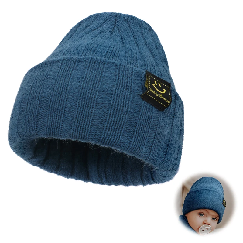 Autumn and Winter Warm 0-36 Month Kids Cap With Smile Face Boy Girls Soft Knitted Beanie Hat Children Head Accessories