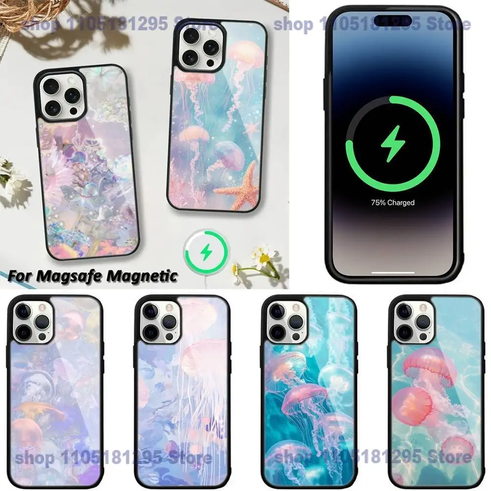 

Blue Melancholy Ocean Jellyfish Phone Case For iPhone 17,16,15,14,13,12,11,Plus,Pro,Max,Mini Magsafe Magnetic Wireless Charging