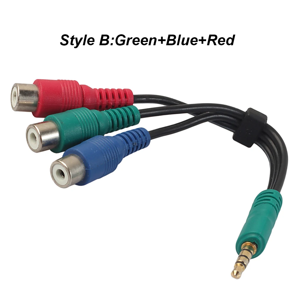 Cabo video de 3.5mm 4-polo aux macho ao componente ypbpr 3 rca fêmea adaptador verde azul vermelho 3-rca linha externa para samsung tv pc