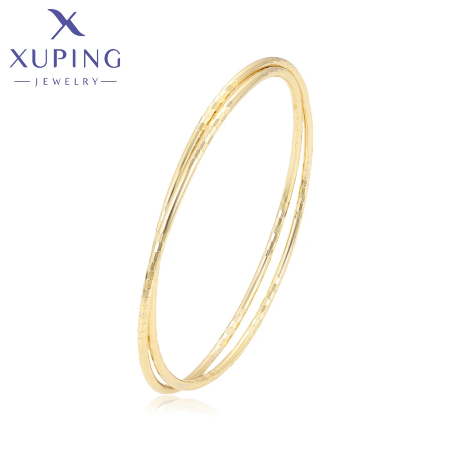 

Ювелирные изделия Xuping, Новое поступление, модный простой женский браслет 61 мм с покрытием цвета светлого золота, подарки для вечеринок X001030405