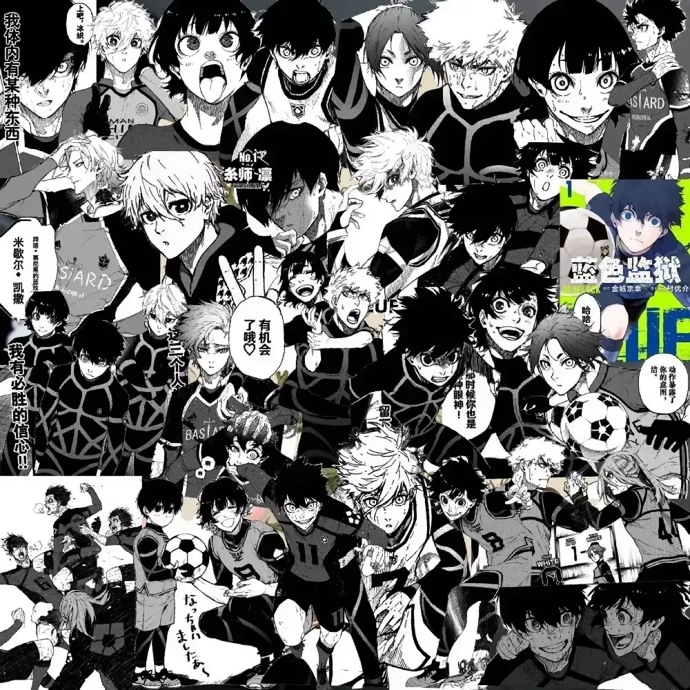 70 قطعة نمط مانغا الأزرق قفل أسود أبيض أنيمي ملصق ناجي Seishiro Bachira Meguru ملصقات الأمتعة المحمول ملصق يدوي الصنع لعبة