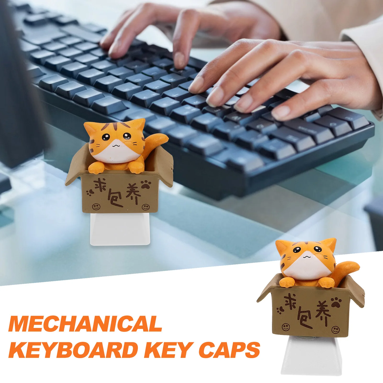 

Cat in Cardboard Box R4 Profile Durable Pbt Material Mechanical Keyboard Keycap Personalized Adorable Replacement Key Caps