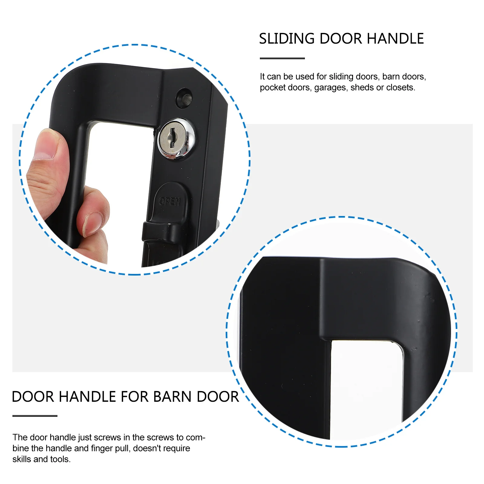 

1 set 1 Set Sliding Door Handle Set Aluminium Alloy Rustproof For Barn Garage Closet Pocket Doors Pull Flush Mount Replacement