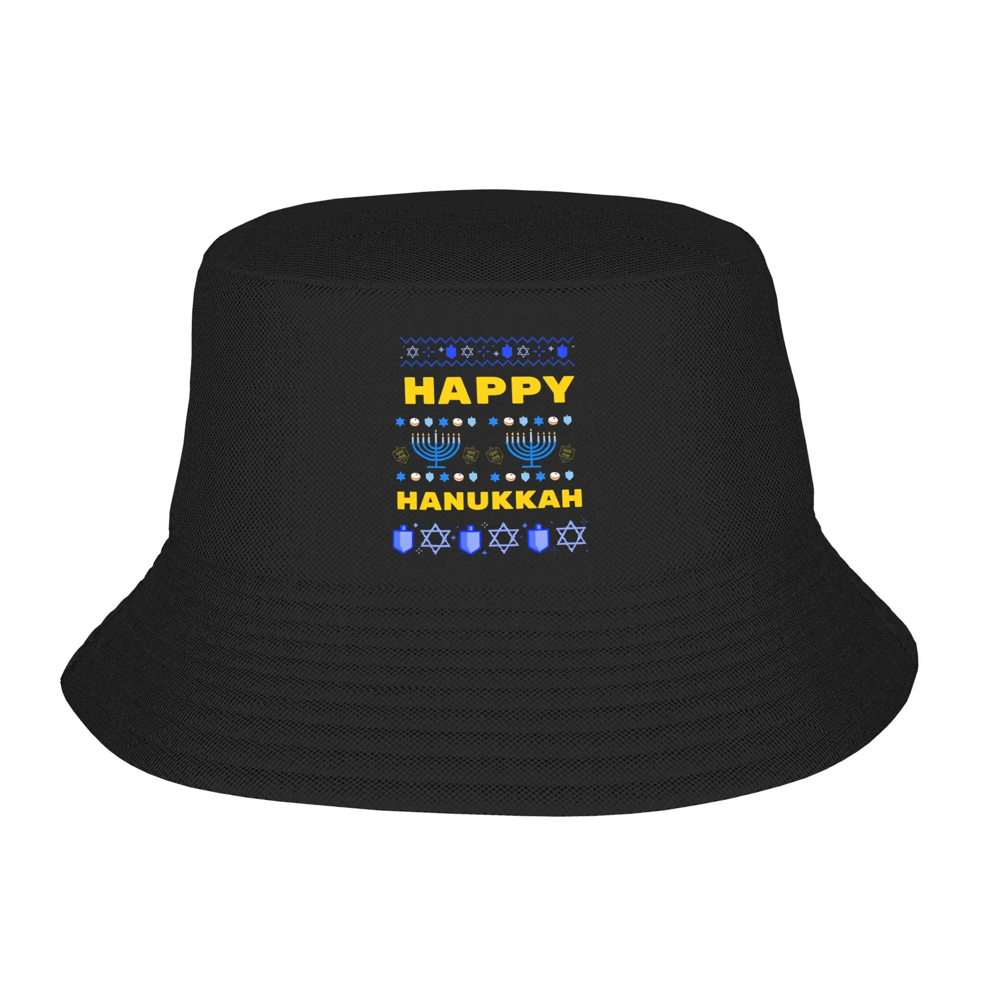 Hanukkah Menorah Candle Bucket Hat Summer Beach Hatwear Accessories Chanukah Fisherman Cap for Women Ispoti Hat Foldable