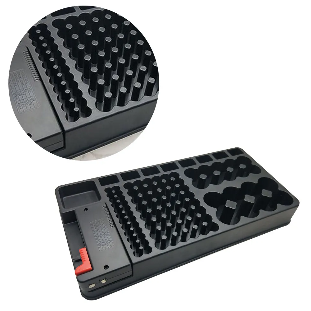 98Pcs Battery Storage Case Organizer with Detachable Battery Tester for Aaa Aa 9V Button Cells Sturdy Plastic Drawer Closet