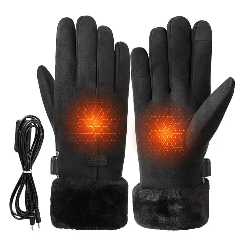 

USB Heated Gloves Man Windproof Winter Motorcycle Gloves Hand Warmer Rechargeable Hand Warming Gloves For Cycling Ski Hiking