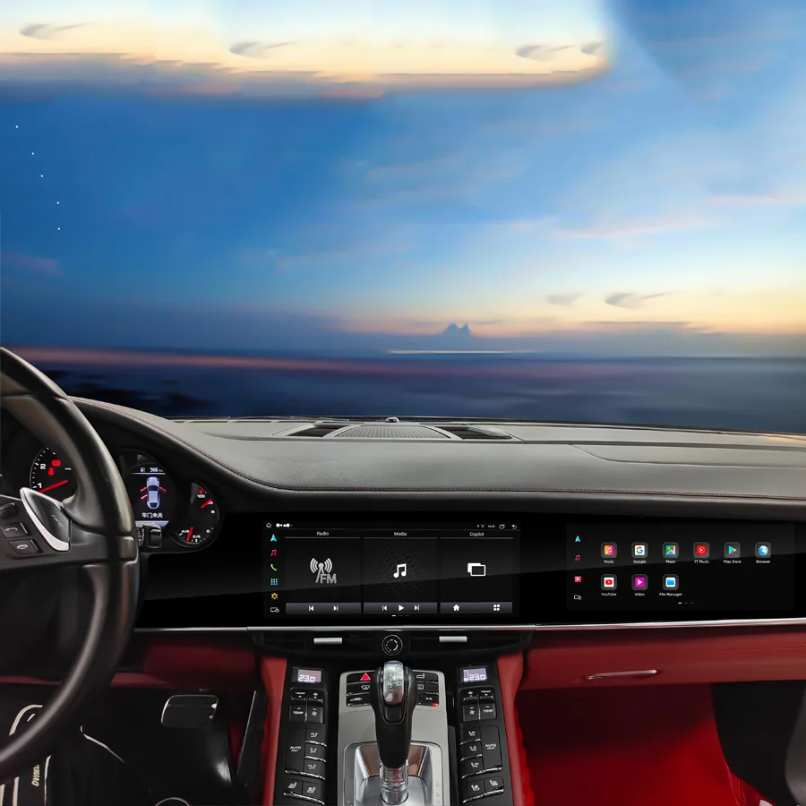 KANOR 12.3 "Doppio Schermo Multimedia Carplay per Porsche Panamera 970 2010 2011 2012 2013 2014 2015 2016 Navigazione GPS Android