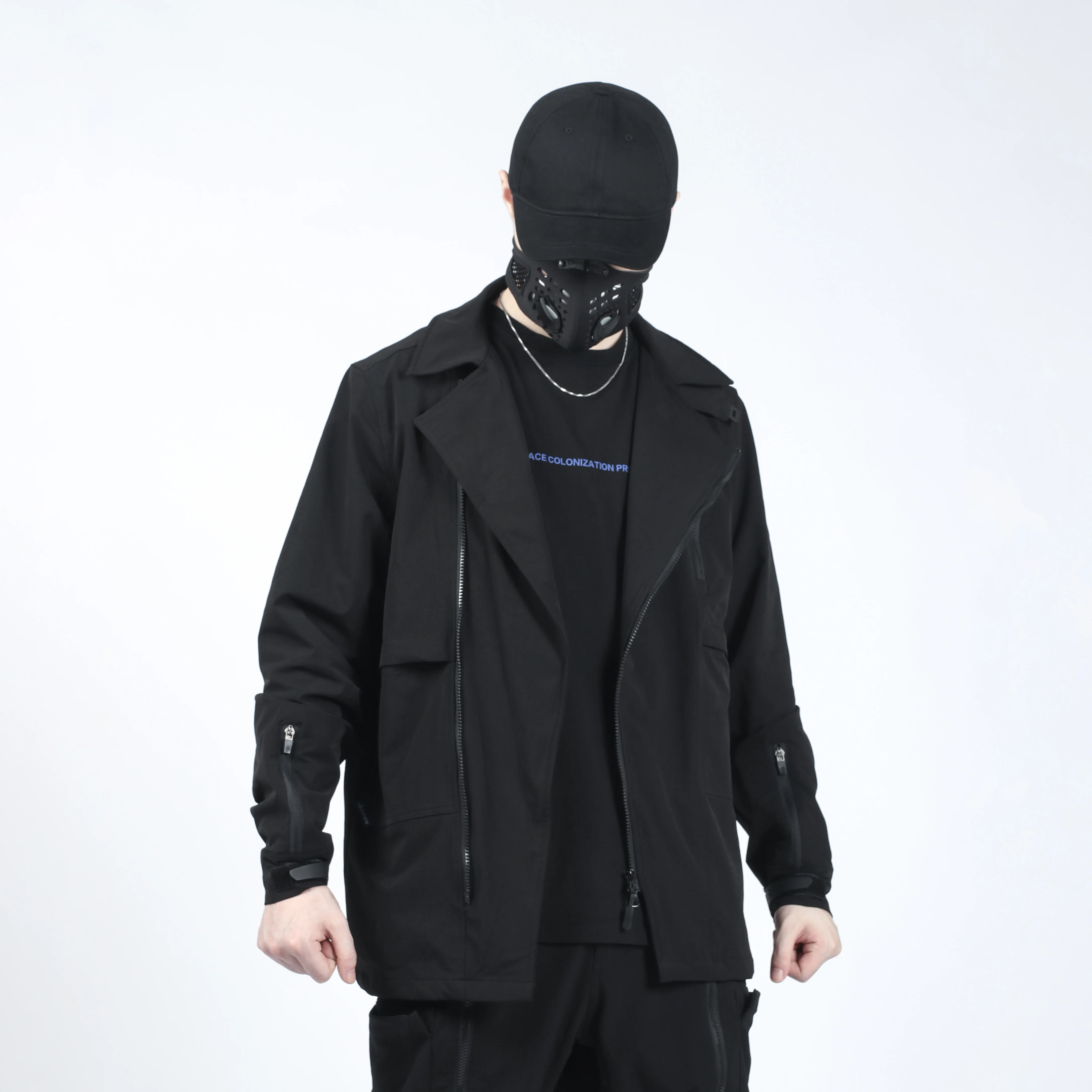 SILENSTORM 20AW Convertible Collar Diagonal Zipper Multiple Pockets Techwear Ninjawear Darkwear Streetwear cyberpunk Tech Coat