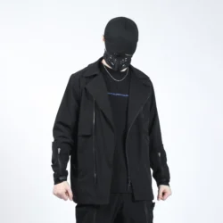 Silentelents-Manteau à col convertible M 20AW, Fermeture à glissière alertes onale, Plusieurs poches, Techwear, NSilk, Darkwear, Streetwear, Cyberpunk, Module