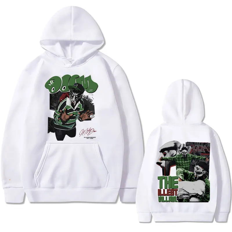 Sudadera con capucha de rapero Mfdoom Madvillainy The Illest villanos con estampado de doble cara para hombre, sudaderas holgadas de Hip Hop, sudaderas de algodón de lana para hombre