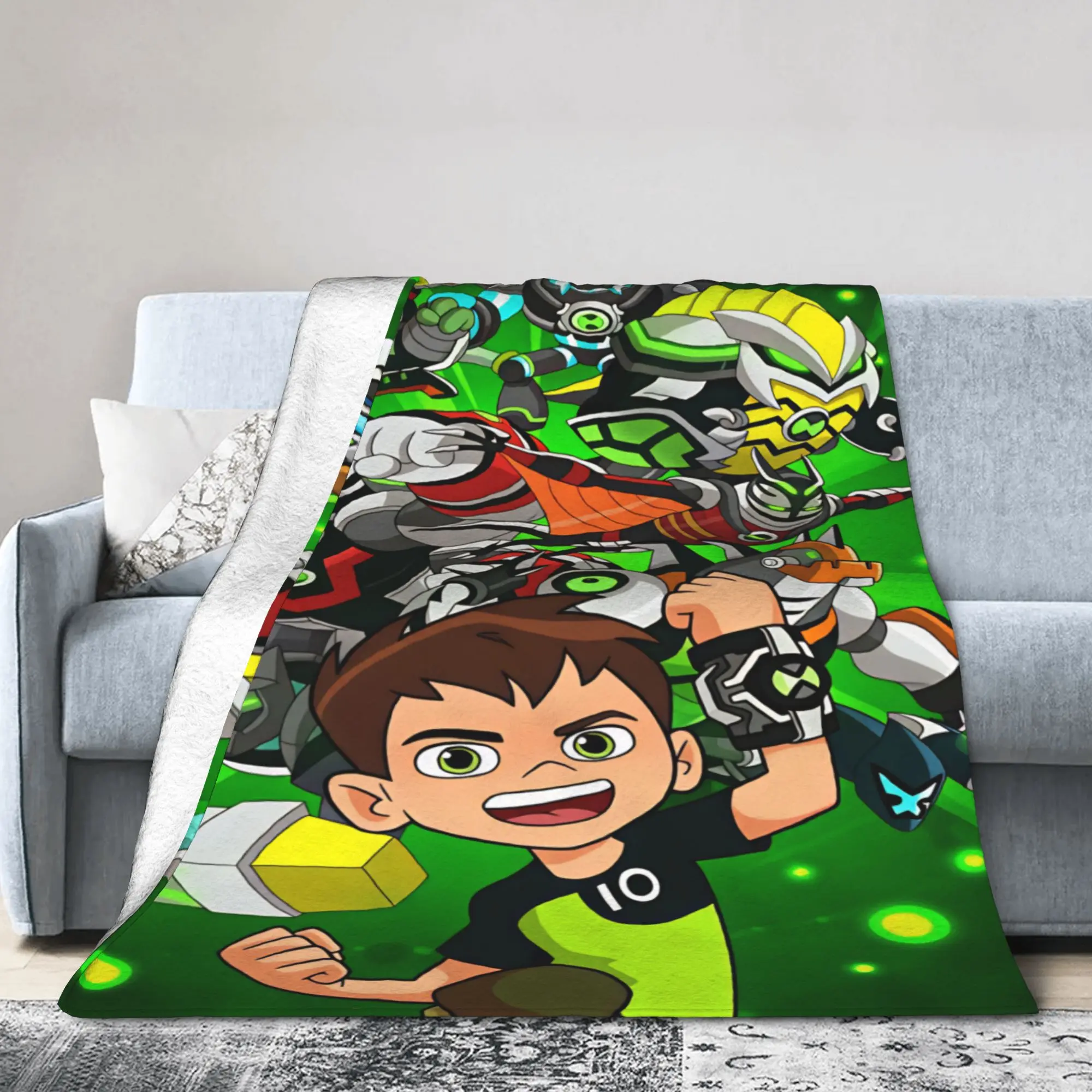 Ben 10 Cartoon Animation Blanket Quality Warm Cozy  Bedding Throws Winter Travel Office Chair Sofa Bed Funny Bedspread