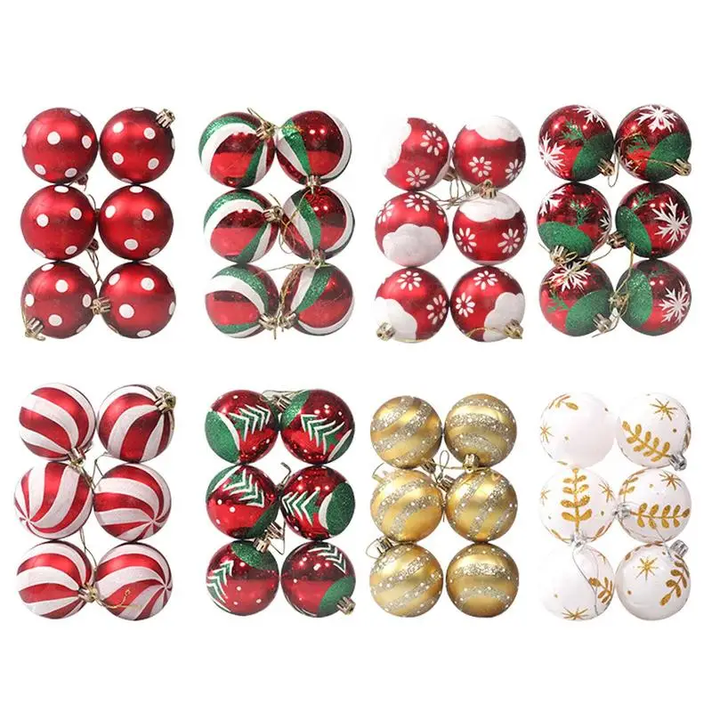 

48pcs 6CM Christmas Ball Ornaments Set Painted Plastics Christmas Tree Pendant Decoration Christmas Decoration Accessories