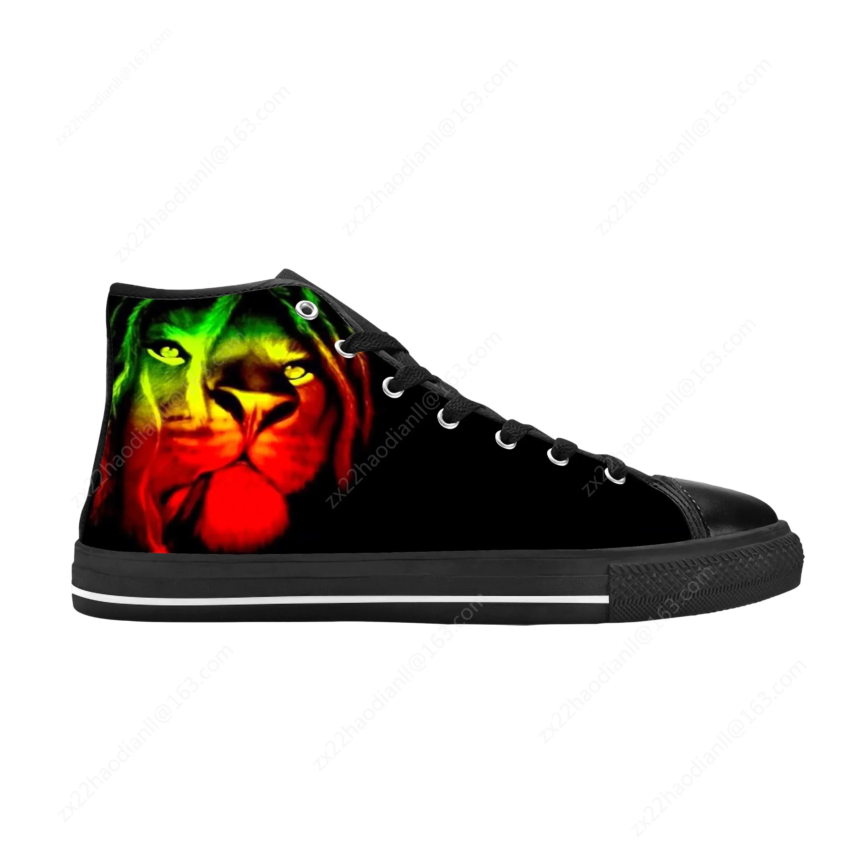 Reggae Rasta Rastafari Lion Of Judah Music Rock Casual Cloth Shoes High Top Comfortable Breathable 3D Print Men Women Sneakers