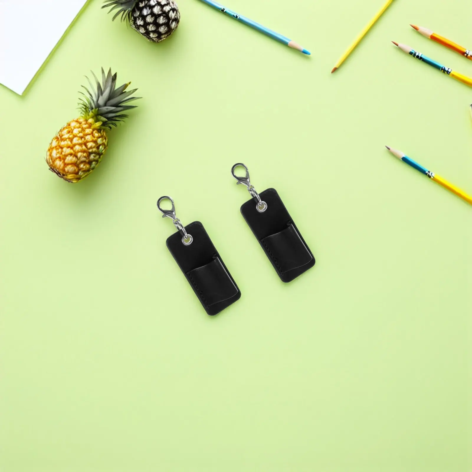 2Pcs Badge Pen Holder Clip Portable PU Keychain Pen Lanyard with Anti-Drop Function Pocket-Sized for Nurses Teachers Engineers