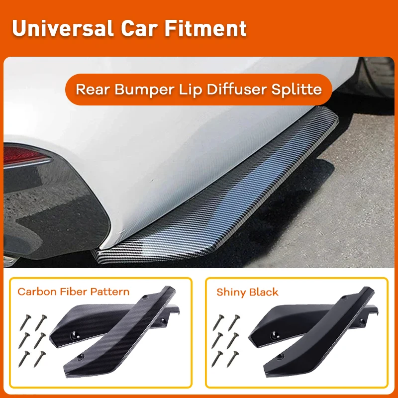 Universeller Auto-Heckstoßstangen-Diffusor Spoiler Kratzschutz Schwarze Carbonfaser Hecklippen-Wickelkanten-Splitter 2 Stück