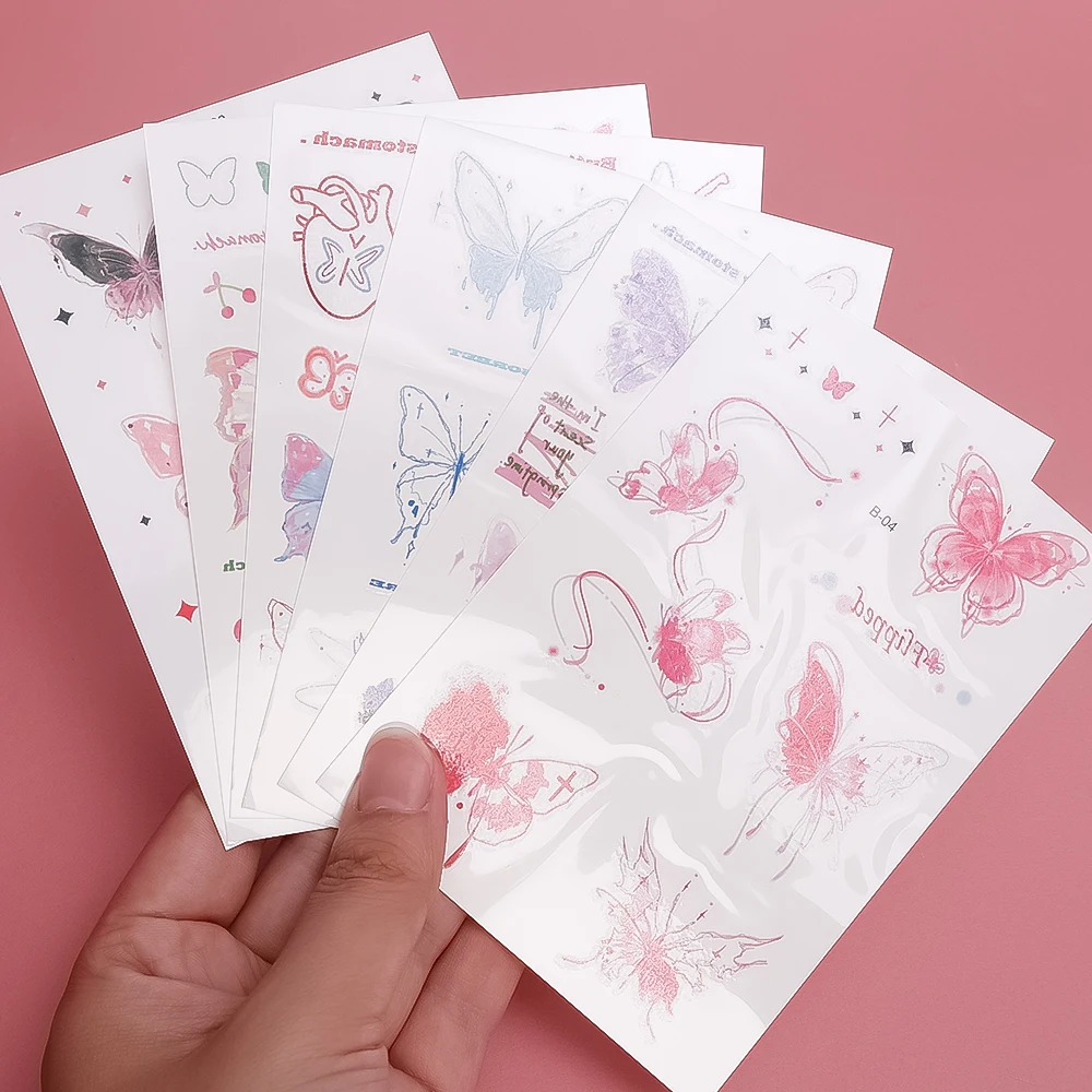 Waterdichte Roze Vlinder Tijdelijke Tattoo Sticker Zelfklevende Langdurige Tattoo Stickers Vrouwen Body Arts Decoratie Make-Up