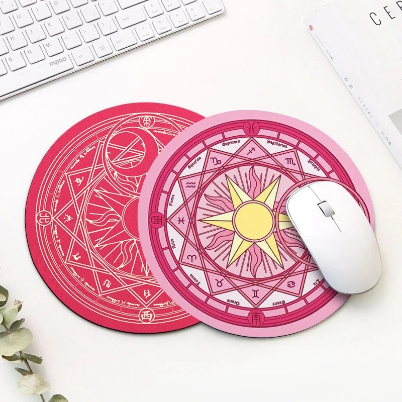 Moda anime magia matriz de borracha macia profissional gaming mouse pad circular dos desenhos animados mouse pad para computador portátil notebook