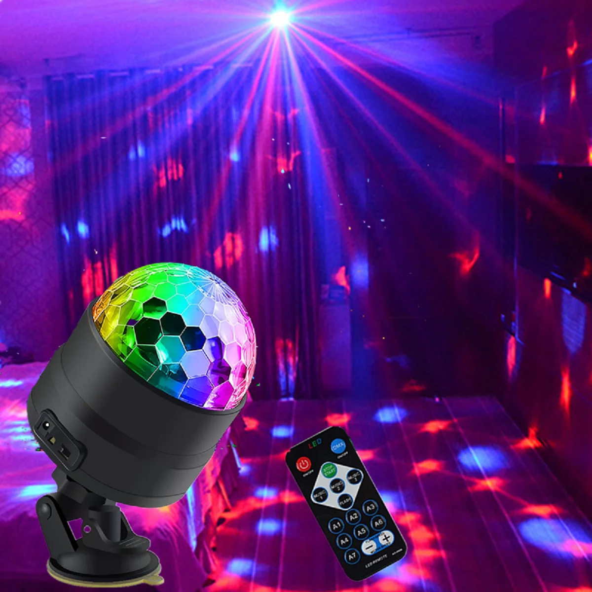

Disco ball DJ party lights, flashing projection lights, remote-controlled strobe lights with 7 modes, stage lights. For decorati