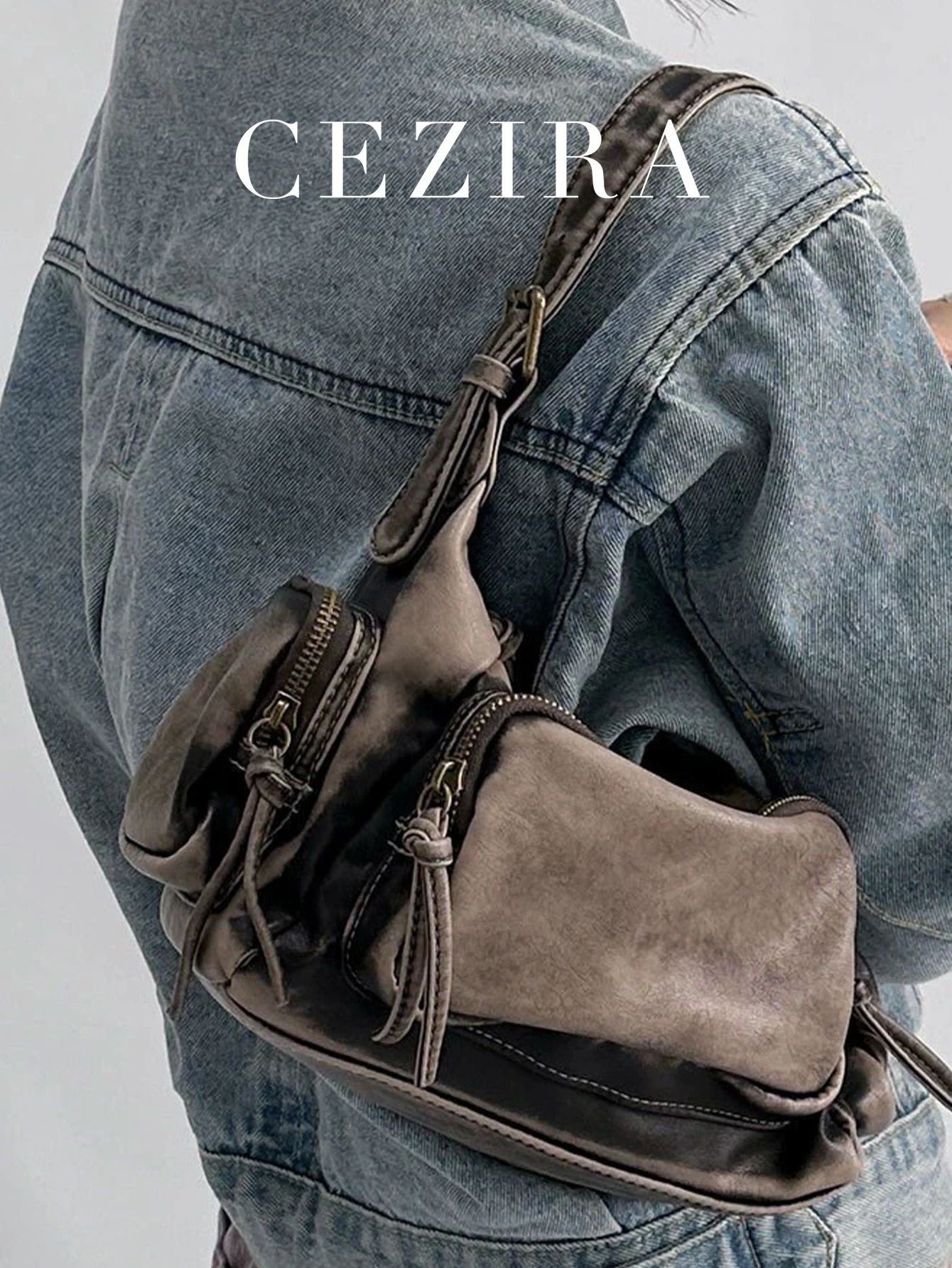 

Women Retro Cool Preppy Street Style Shoulder Bag Washed PU Vegan Leather Vintage Functional Practical Cross body Handbag Casual