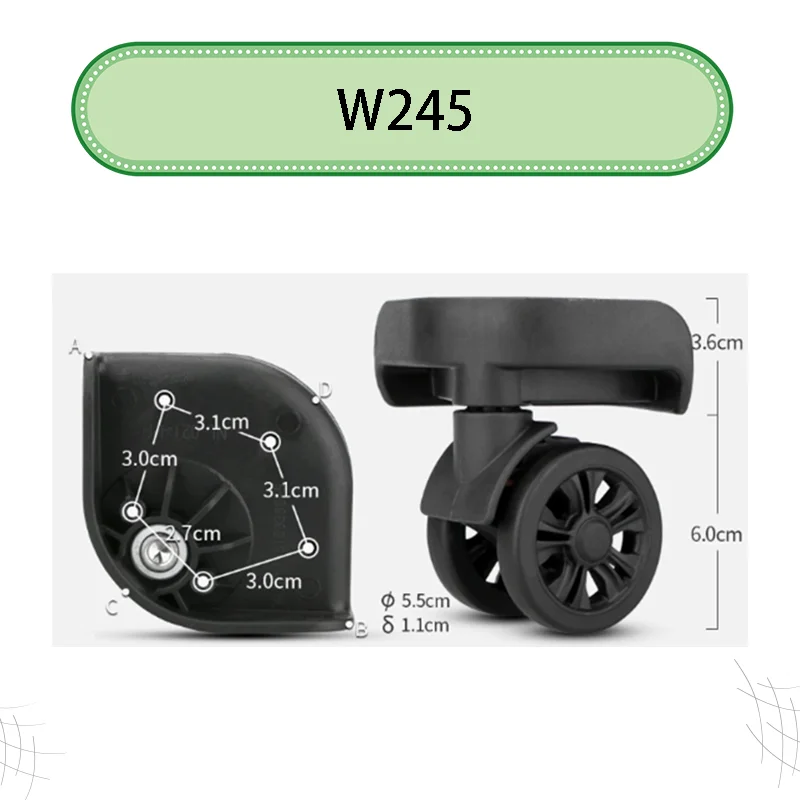 For W245 Universal Luggage Replacement Wheels 360° Swivel TPU Mute Wear-Resistant Steel Bearing Suitcase Repair Parts