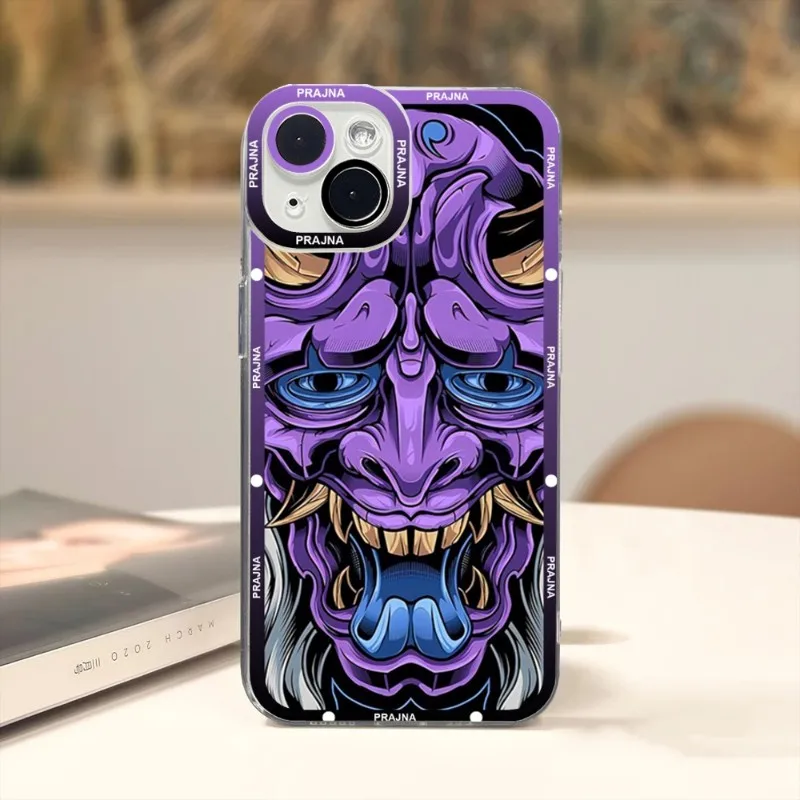 Oni Hannya Samurai Demon Mask Phone Case For Xiaomi 13 Redmi Note 10 12 11 Pro Lite Proplus Pocox3GT F3 Clear Angel Eyes