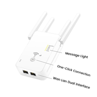 1200M Wireless Repeater 2.4G&5G WiFi Router Signal Booster Extender 4 Antenna Router Signal Amplifier for Home(EU Plug)