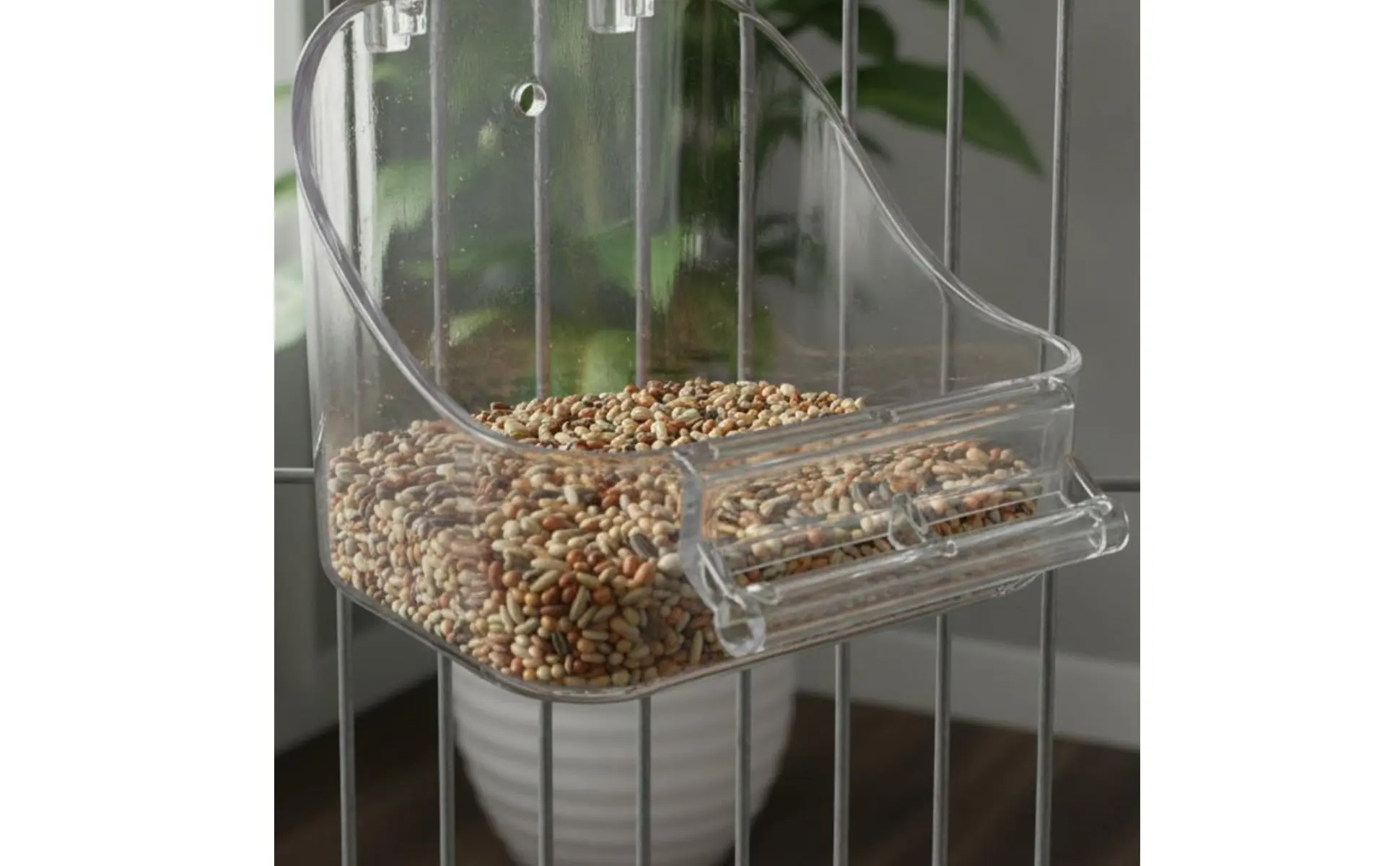 Bird Food Bowl Removable Enclosure Mounted Food Bowl Small Pet Bath Tub Easy to Clean Bird Feeder Cup 2 in 1