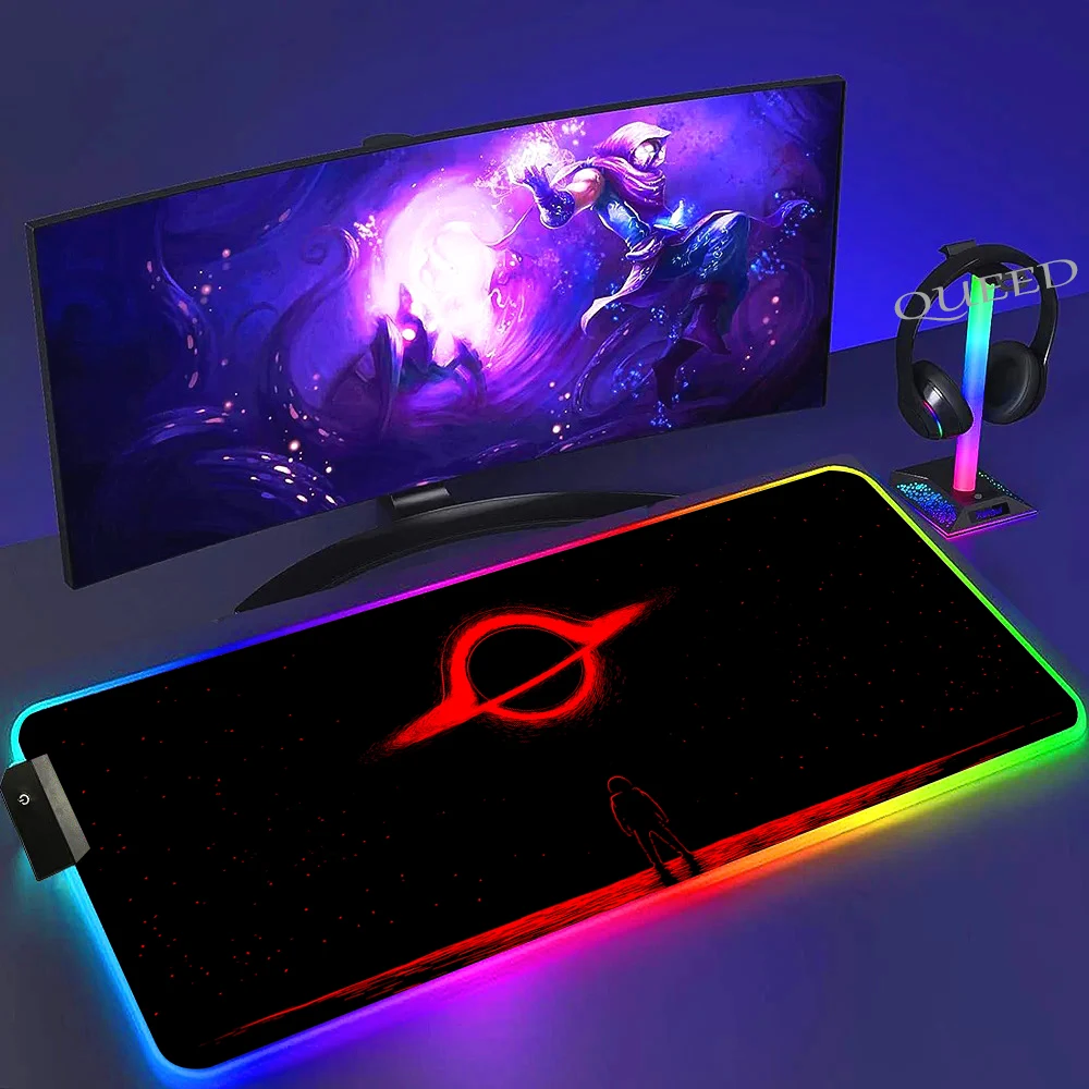 AstronsomLarge-Tapis de souris RGB Gaming, avec LED, pour clavier, média 90x40cm