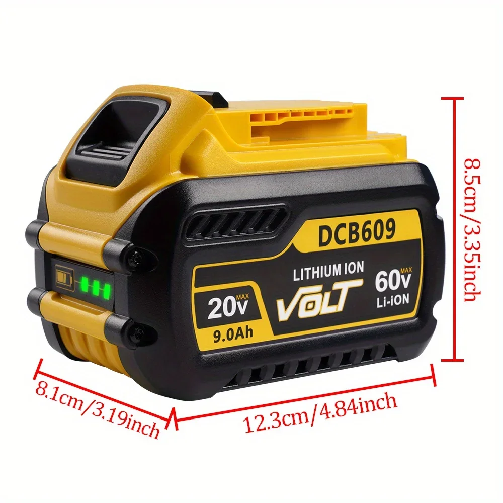 Substituição da bateria de íon de lítio 9.0ah para dewalt 20v/60v max bateria para flexvolt dcb609 dcb612 dcb606 ferramentas elétricas sem fio e