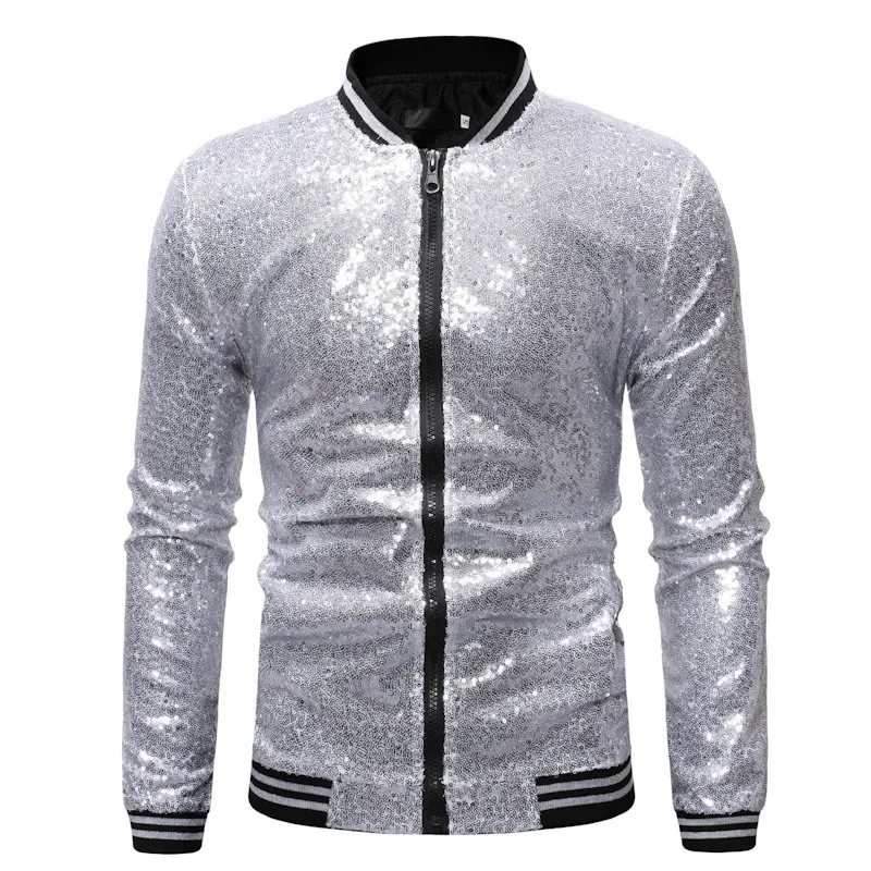 2024  Winter New Seven Color Fashionable Sequin Jacket for Men, Hot Selling  Stand Up Collar Contrasting Mens Jackets, Eur Size