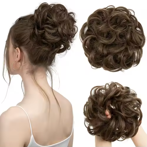 Synthetic Messy Hair Bun Extensions Big Curly Elastic Hair Scrunchies Hairpieces Chignon Donut Updo Hair Pieces for Women - Image 39
