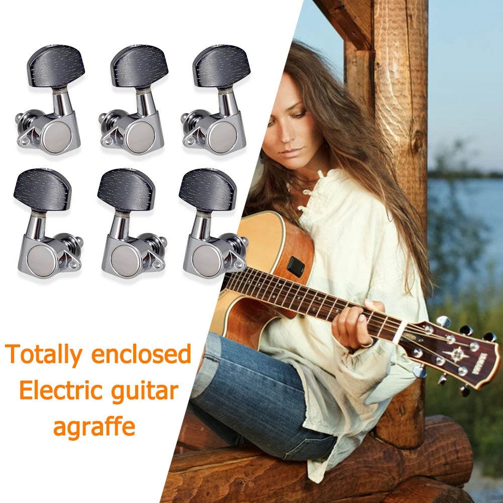 6 قطعة رؤوس آلة المقبض المغلقة المستقبلون ارتداء سلسلة مقاومة ضبط الوتد آلة الغيتار رؤساء المقابض للجيتار الصوتي #1