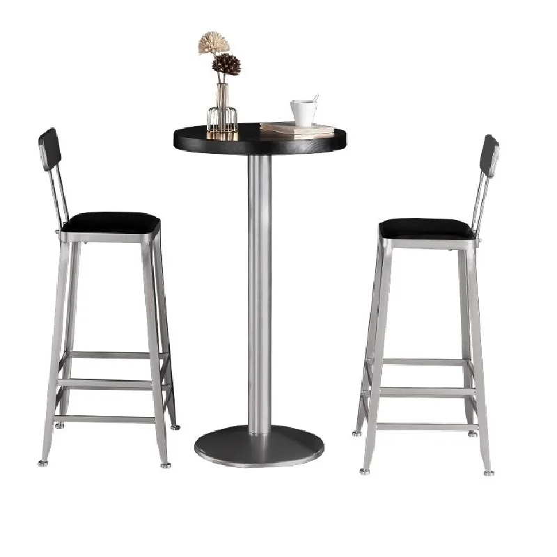 

Industrial Style Bar Counter, Wrought Iron High Chairs, Simple Modern Home Backrest High Bar Chairs, Tables And Chairs